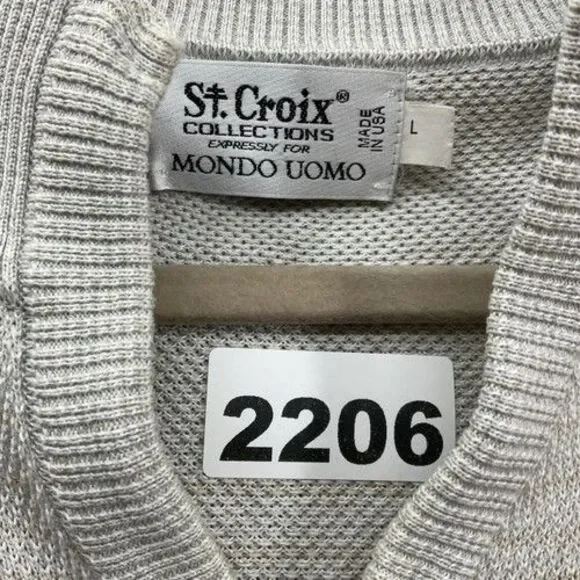 St. Croix Collections Mondo Uomo Ombre Gray V-Neck Sweater Men Size Large USA